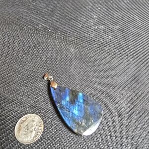 Iridescent Blue Teardrop Pendant Necklace